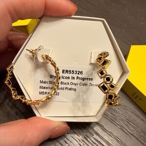 Stylish Gold and Black Onyx Earrings